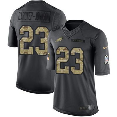 Philadelphia Eagles #23 C.J. Gardner-Johnson Black Stitched NFL Limited 2016 Salute To Service Jersey