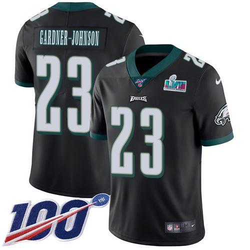 Philadelphia Eagles #23 C.J. Gardner-Johnson Black Alternate Super Bowl LVII Patch Stitched NFL 100th Season Vapor Untouchable Limited Jersey