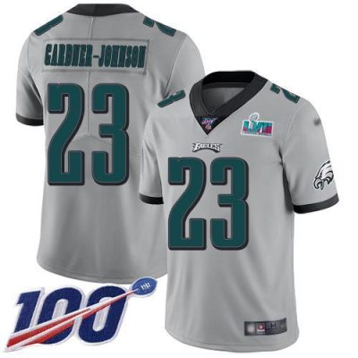 Philadelphia Eagles #23 C.J. Gardner-Johnson Silver Super Bowl LVII Patch Stitched NFL Limited Inverted Legend 100th Season Jersey