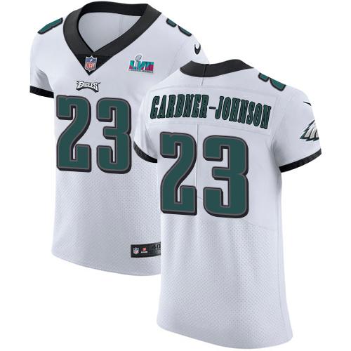 Philadelphia Eagles #23 C.J. Gardner-Johnson White Super Bowl LVII Patch Stitched NFL New Elite Jersey