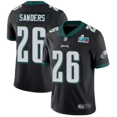 Philadelphia Eagles #26 Miles Sanders Black Super Bowl LVII Patch Alternate Stitched NFL Vapor Untouchable Limited Jersey