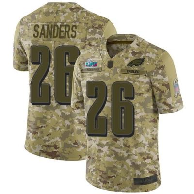Philadelphia Eagles #26 Miles Sanders Camo Super Bowl LVII Patch Stitched NFL Limited 2018 Salute To Service Jersey