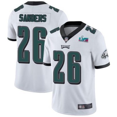 Philadelphia Eagles #26 Miles Sanders White Super Bowl LVII Patch Stitched NFL Vapor Untouchable Limited Jersey
