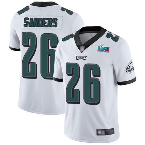 Philadelphia Eagles #26 Miles Sanders White Super Bowl LVII Patch Stitched NFL Vapor Untouchable Limited Jersey