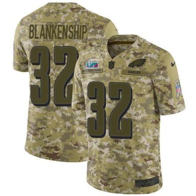 Philadelphia Eagles #32 Reed Blankenship Camo Super Bowl LVII Patch Stitched NFL Limited 2018 Salute To Service Jersey