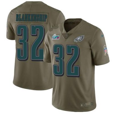 Philadelphia Eagles #32 Reed Blankenship Olive Super Bowl LVII Patch Stitched NFL Limited 2017 Salute To Service Jersey