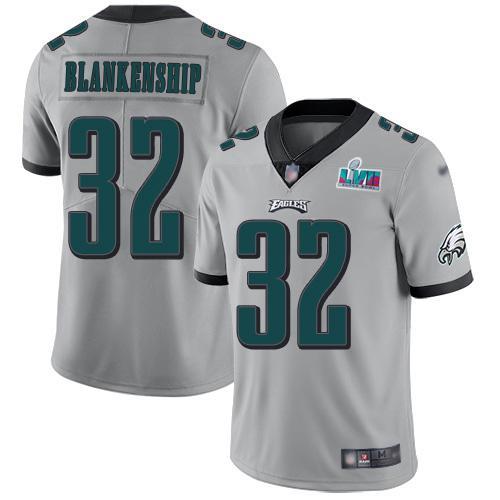 Philadelphia Eagles #32 Reed Blankenship Silver Super Bowl LVII Patch Stitched NFL Limited Inverted Legend Jersey
