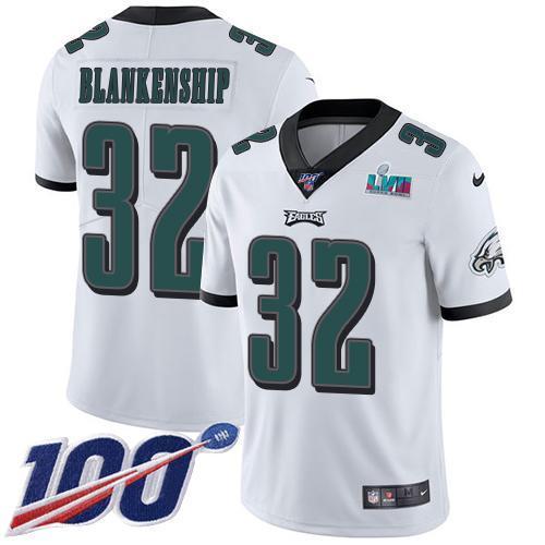 Philadelphia Eagles #32 Reed Blankenship White Super Bowl LVII Patch Stitched NFL 100th Season Vapor Untouchable Limited Jersey