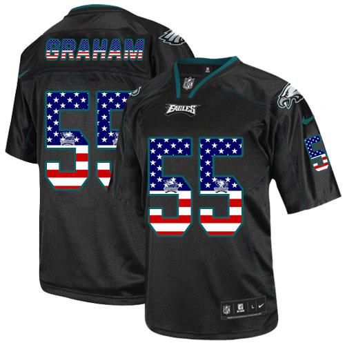 Philadelphia Eagles #55 Brandon Graham Black Stitched NFL Elite USA Flag Fashion Jersey