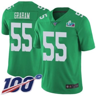 Philadelphia Eagles #55 Brandon Graham Green Super Bowl LVII Patch Stitched NFL Limited Rush 100th Season Jersey