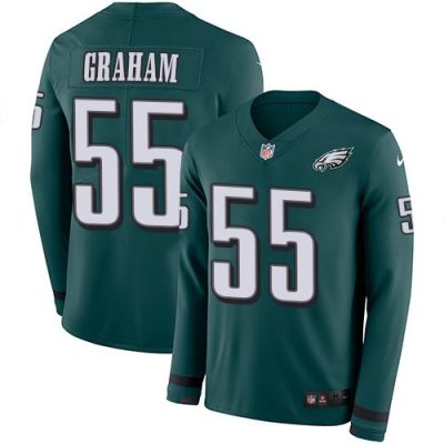 Philadelphia Eagles #55 Brandon Graham Midnight Green Team Color Stitched NFL Limited Therma Long Sleeve Jersey