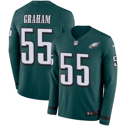 Philadelphia Eagles #55 Brandon Graham Midnight Green Team Color Stitched NFL Limited Therma Long Sleeve Jersey