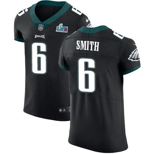 Philadelphia Eagles #6 DeVonta Smith Black Super Bowl LVII Patch Alternate Stitched NFL Vapor Untouchable Elite Jersey