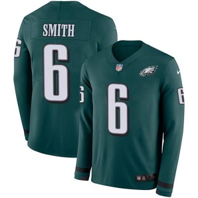 Philadelphia Eagles #6 DeVonta Smith Green Team Color Stitched NFL Limited Therma Long Sleeve Jersey