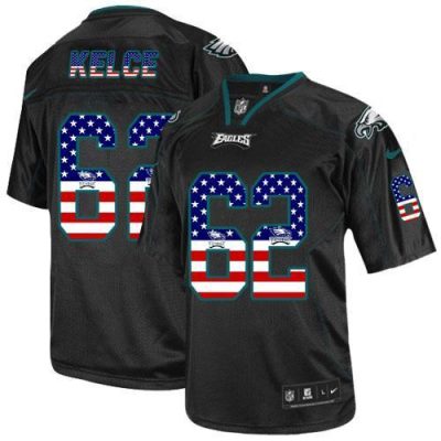 Philadelphia Eagles #62 Jason Kelce Black Stitched NFL Elite USA Flag Fashion Jersey
