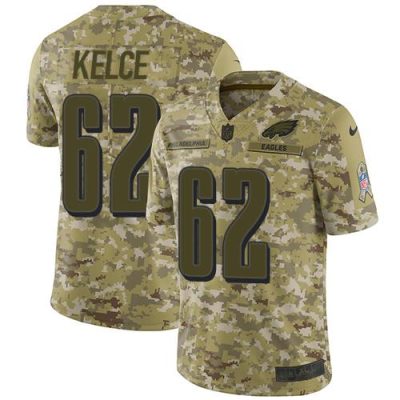 Philadelphia Eagles #62 Jason Kelce Camo Stitched NFL Limited 2018 Salute To Service Jersey