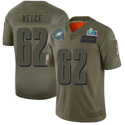 Philadelphia Eagles #62 Jason Kelce Camo Super Bowl LVII Patch Stitched NFL Limited 2019 Salute To Service Jersey