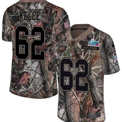 Philadelphia Eagles #62 Jason Kelce Camo Super Bowl LVII Patch Stitched NFL Limited Rush Realtree Jersey