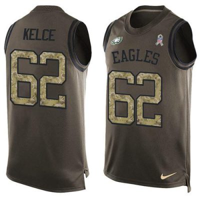 Philadelphia Eagles #62 Jason Kelce Green Stitched NFL Limited Salute To Service Tank Top Jersey
