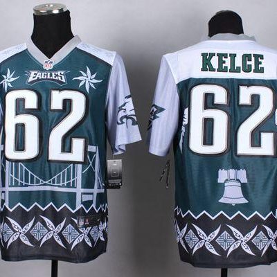 Philadelphia Eagles #62 Jason Kelce Midnight Green Stitched NFL Elite Noble Fashion Jersey