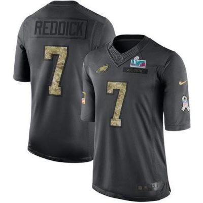 Philadelphia Eagles #7 Haason Reddick Black Super Bowl LVII Patch Stitched NFL Limited 2016 Salute To Service Jersey