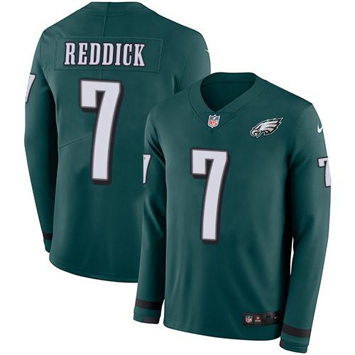 Philadelphia Eagles #7 Haason Reddick Green Team Color Stitched NFL Limited Therma Long Sleeve Jersey