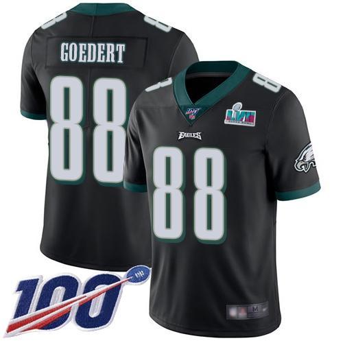 Philadelphia Eagles #88 Dallas Goedert Black Super Bowl LVII Patch Alternate Stitched NFL 100th Season Vapor Limited Jersey