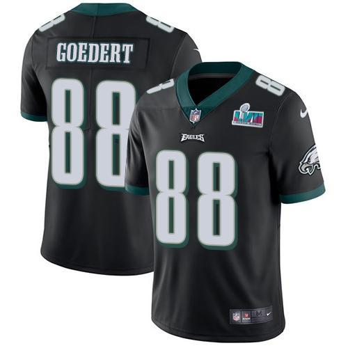 Philadelphia Eagles #88 Dallas Goedert Black Super Bowl LVII Patch Alternate Stitched NFL Vapor Untouchable Limited Jersey