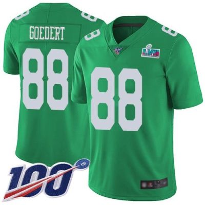 Philadelphia Eagles #88 Dallas Goedert Green Super Bowl LVII Patch Stitched NFL Limited Rush 100th Season Jersey