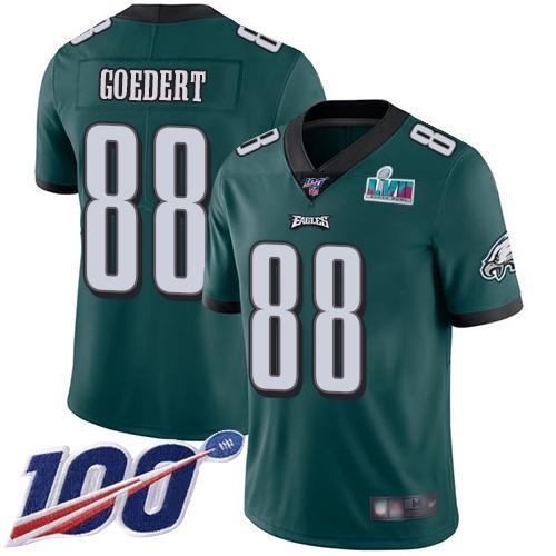 Philadelphia Eagles #88 Dallas Goedert Green Team Color Super Bowl LVII Patch Stitched NFL 100th Season Vapor Limited Jersey
