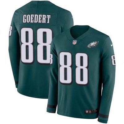 Philadelphia Eagles #88 Dallas Goedert Midnight Green Team Color Stitched NFL Limited Therma Long Sleeve Jersey