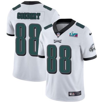 Philadelphia Eagles #88 Dallas Goedert White Super Bowl LVII Patch Stitched NFL Vapor Untouchable Limited Jersey