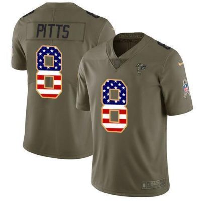 Nike Falcons #8 Kyle Pitts Olive/USA Flag Stitched NFL Limited 2017 Salute To Service Jersey