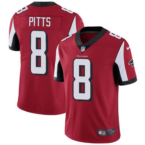 Nike Falcons #8 Kyle Pitts Red Team Color Stitched NFL Vapor Untouchable Limited Jersey