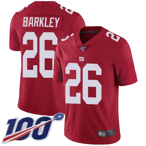 Nike Giants #26 Saquon Barkley Red Alternate Men's Stitched NFL 100th Season Vapor Limited Jersey