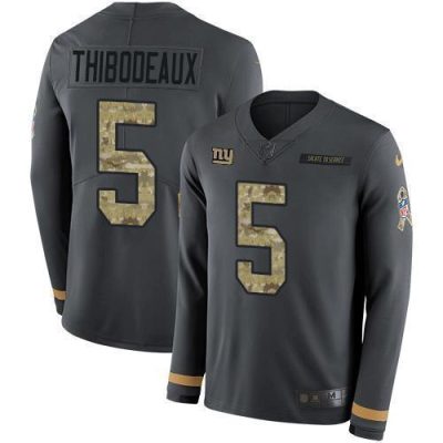 Nike Giants #5 Kayvon Thibodeaux Anthracite Salute To Service Men's Stitched NFL Limited Therma Long Sleeve Jersey