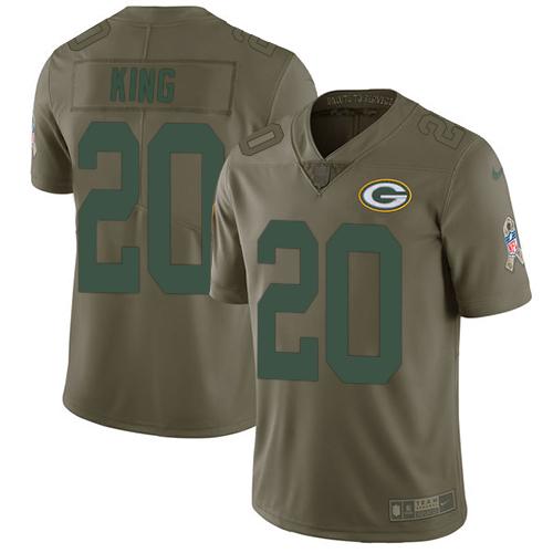 Nike Green Bay Packers #20 Kevin King Olive Stitched Limited 2017 Salute To Service Jersey