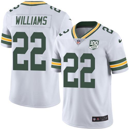 Nike Green Bay Packers #22 Dexter Williams White 100th Season Stitched Vapor Untouchable Limited Jersey