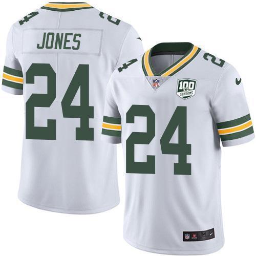 Nike Green Bay Packers #24 Josh Jones White 100th Season Stitched Vapor Untouchable Limited Jersey