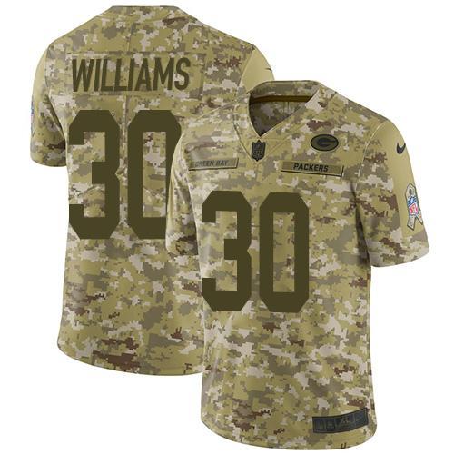 Nike Green Bay Packers #30 Jamaal Williams Camo Stitched Limited 2018 Salute To Service Jersey