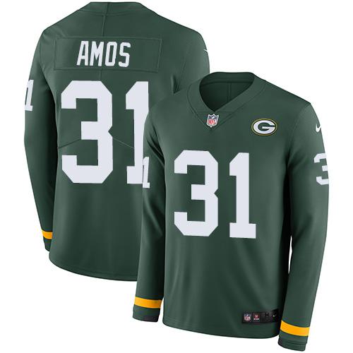 Nike Green Bay Packers #31 Adrian Amos Green Team Color Stitched Limited Therma Long Sleeve Jersey