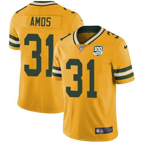 Nike Green Bay Packers #31 Adrian Amos Yellow 100th Season Stitched Limited Rush Jersey