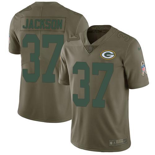 Nike Green Bay Packers #37 Josh Jackson Olive Stitched Limited 2017 Salute To Service Jersey