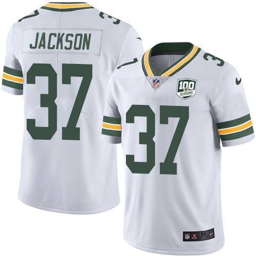 Nike Green Bay Packers #37 Josh Jackson White 100th Season Stitched Vapor Untouchable Limited Jersey