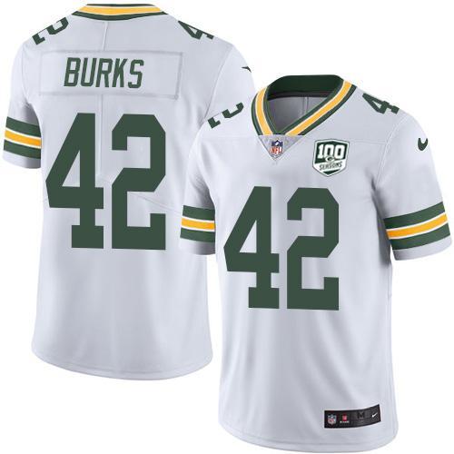 Nike Green Bay Packers #42 Oren Burks White 100th Season Stitched Vapor Untouchable Limited Jersey