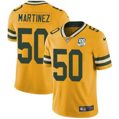 Nike Green Bay Packers #50 Blake Martinez Yellow 100th Season Stitched Limited Rush Jersey