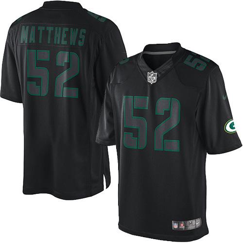 Nike Green Bay Packers #52 Clay Matthews Black Stitched Impact Limited Jersey