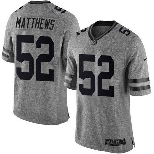 Nike Green Bay Packers #52 Clay Matthews Gray Stitched Limited Gridiron Gray Jersey