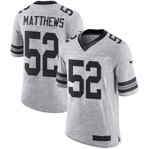 Nike Green Bay Packers #52 Clay Matthews Gray Stitched Limited Gridiron Gray II Jersey