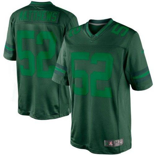 Nike Green Bay Packers #52 Clay Matthews Green Stitched Drenched Limited Jersey
